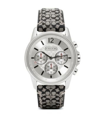 COACH BLACK SIGNATURE CLASSIC SIGNATURE SPORT STRAP WATCH