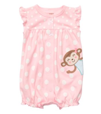 Carter's® Baby Girls' Pink/White Polka-Dot Monkey Creeper
