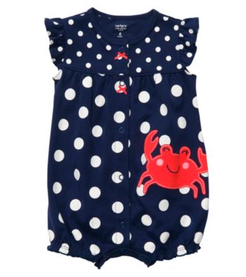 Carter's® Baby Girls' Navy/White Polka-Dot Crab Creeper
