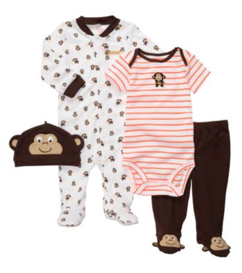 Carter's® Baby Boys' Brown/Orange 4-pc. Monkey Set