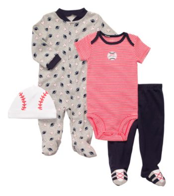 Carter's® Baby Boys' Grey/Red 4-pc. Baseball Set
