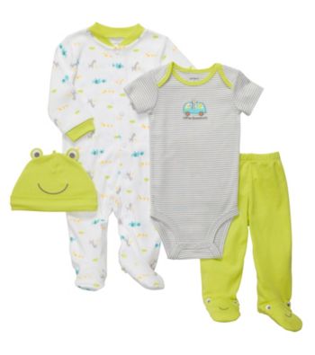 Carter's® Baby Boys' Green/White 4-pc. Frog Set