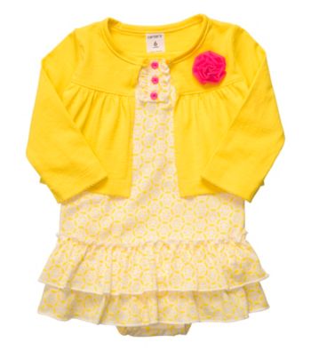 Carter's® Baby Girls' Yellow 2-pc. Sunsuit and Cardigan Set