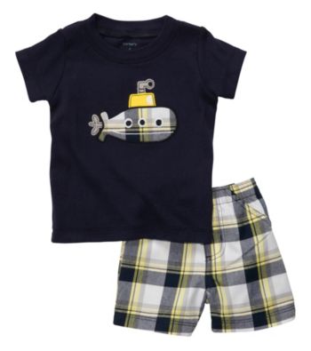 Carter's® Baby Boys' Navy Plaid Submarine Shorts Set
