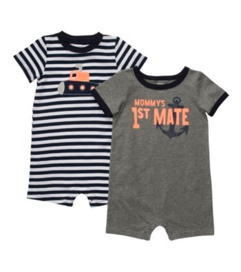 Carter's® Baby Boys' Navy/Grey 2-pk. First Mate Rompers