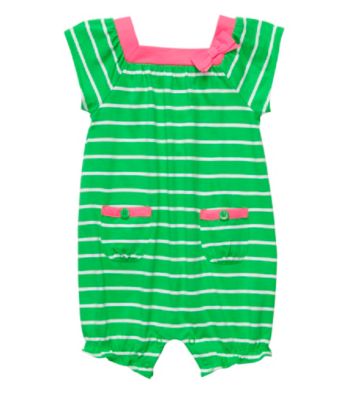 Carter's® Baby Girls' Green/White Striped Romper