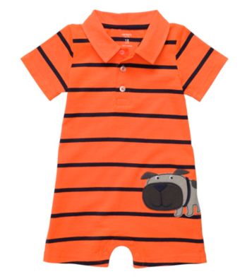 Carter's® Baby Boys' Orange Striped Dog Romper