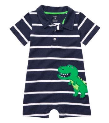 Carter's® Baby Boys' Navy Striped Alligator Romper