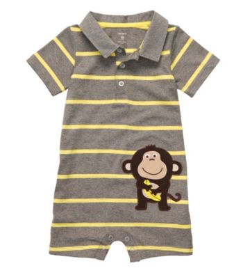 Carter's® Baby Boys' Grey Striped Monkey Romper