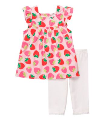 Carter's® Baby Girls' Pink Strawberry Print Capri Set