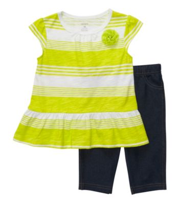 Carter's® Baby Girls' Lime Green Striped Capri Set
