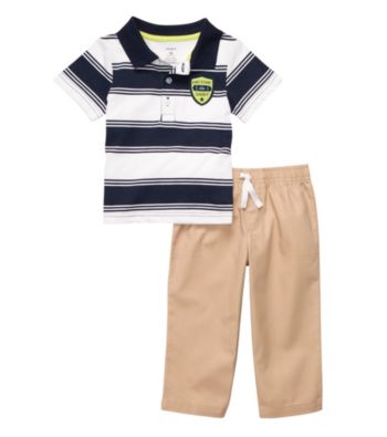 Carter's® Baby Boys' Navy/Khaki Polo and Pants Set