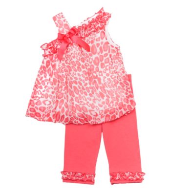 Rare Editions® Girls' 2T-4T Coral Cheetah Print Leggings Set
