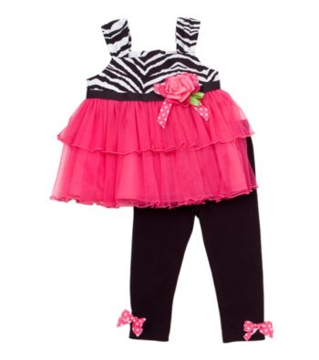 Rare Editions® Girls' 2T-4T Fuchsia/Black Zebra Print Leggings Set