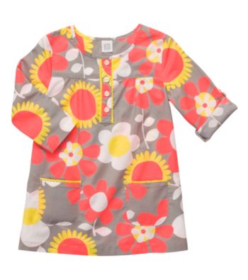 Carter's® Girls' 4-6X Grey Floral 3/4 Sleeve Woven Tunic