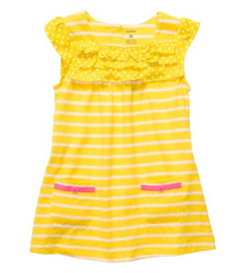 Carter's® Girls' 4-6X Yellow/White Striped Short Sleeve Tunic