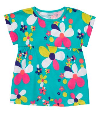 Carter's® Girls' 4-6X Teal Short Sleeve Floral Tee