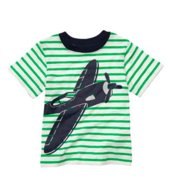 Carter's® Boys' 2T-7 Green Striped Short Sleeve Airplane Tee