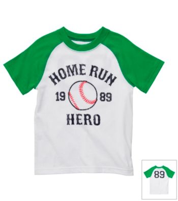 Carter's® Boys' 2T-7 White/Green Short Sleeve Homerun Raglan Tee