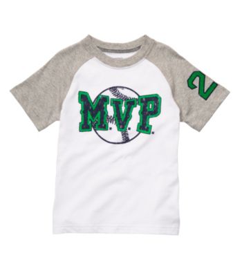 Carter's® Boys' 2T-7 White/Grey Short Sleeve MVP Raglan Tee