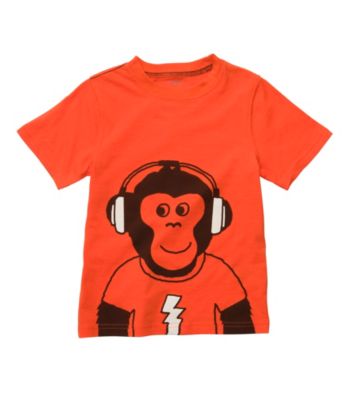 Carter's® Boys' 2T-7 Orange Short Sleeve Monkey with Headphones Tee