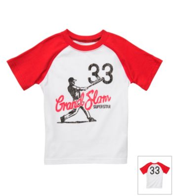 Carter's® Boys' 2T-7 White/Red Short Sleeve Grand Slam Raglan Tee