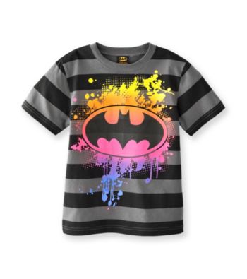 Batman® Boys' 4-16 Black Striped Short Sleeve Screenprint Tee