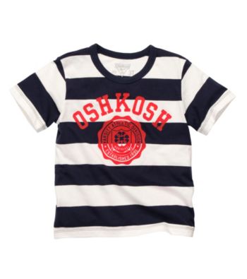 OshKosh B'Gosh® Boys' 2T-7 White/Navy Striped Short Sleeve Varsity Tee