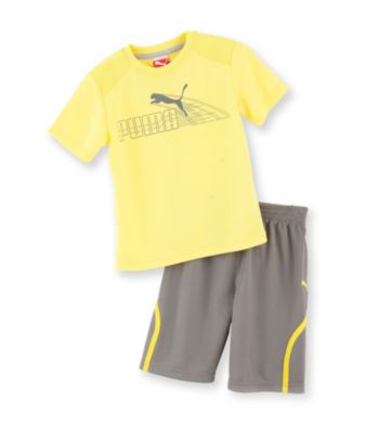 PUMA® Boys' 2T-7 Yellow/Grey 2-pc. Ray Shorts Set