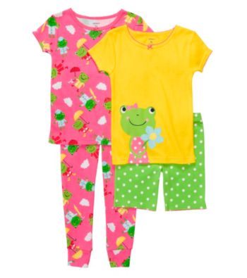 Carter's® Girls' 12M-4T Pink/Yellow/Green 4-pc. Frog Pajama Set
