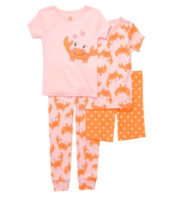 Carter's® Girls' 12M-4T Pink/Orange 4-pc. Crab Pajama Set