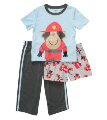 Carter's® Boys' 12M-4T Blue 3-pc. Fireman Monkey Pajama Set