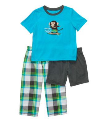 Carter's® Boys' 12M-4T Turquoise Plaid 3-pc. Monkey Pajama Set
