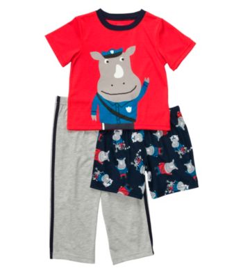 Carter's® Boys' 12M-4T Red/Grey 3-pc. Policeman Rhino Pajama Set
