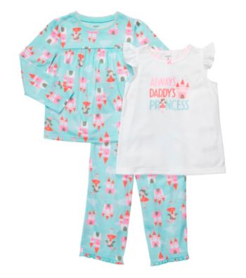 Carter's® Girls' 4-14 Blue 3-pc. Castle Print Pajama Set