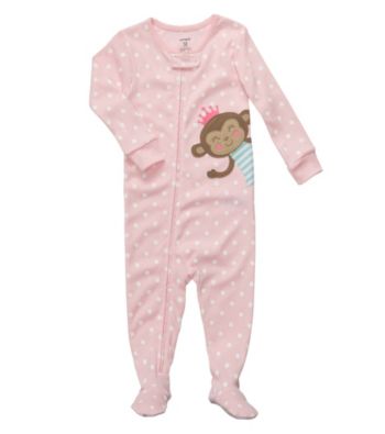 Carter's® Baby Girls' Pink Polka-Dot Monkey Footie Pajamas