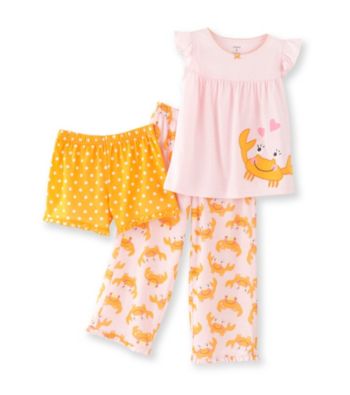 Carter's® Girls' 4-12 Pink 3-pc. Crab Pajama Set