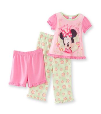 Disney® Mickey Mouse® Girls' 2T-4T Pink/Green 3-pc. Minnie Sweet as Springtime Pajama Set