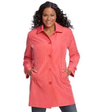 Relativity® Plus Size Single-Breasted Hooded Walker Coat