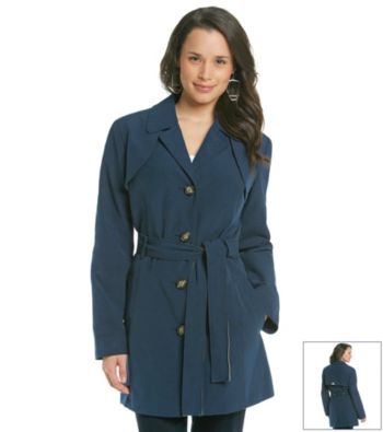 Relativity® Single-Breasted Short Trench Coat