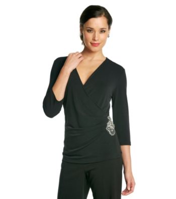 Kasper® V-Neck Side Gather Blouse