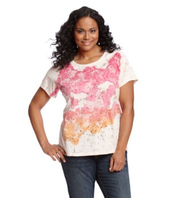 Relativity® Plus Size Crewneck Lace Print Tee