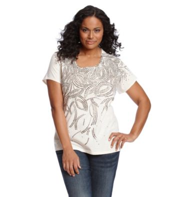 Relativity® Plus Size Broken Pearl Tee