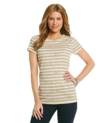 Relativity® Distressed Striped Crewneck Tee