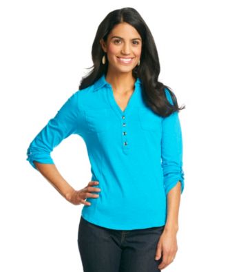 Studio Works® Petites' Y-neck Henley Tee