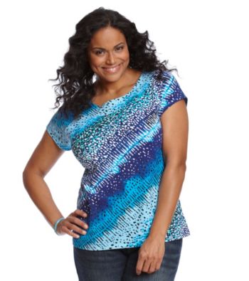 Laura Ashley® Plus Size Printed Balletneck Tee
