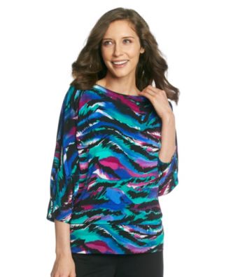 Laura Ashley® Wave Print Banded Bottom Dolman Top