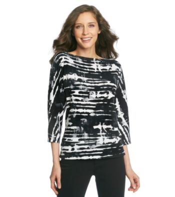 Laura Ashley® Smudge Print Banded Bottom Dolman Top