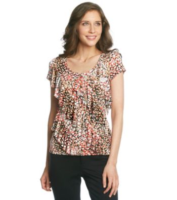 Laura Ashley® Pebble Print Diagonal Ruffle Top
