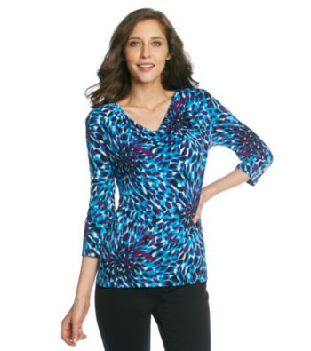 Laura Ashley® Fireworks Print Drapeneck Top